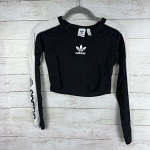 adidas Black Cropped Long Sleeve Tee
